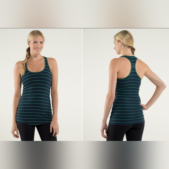 Lululemon Fast Cat Skirt SET, Sz 8, Green Bean / Inkwell / Slalom Stripe Inkwell - Picture 3 of 9